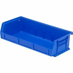 Quantam Storage 11"W x 5-3/8"D x 3"H Ultra Series Stack and Hang Bin, Blue, Polypropylene, 3 Slots - Pkg Qty 8