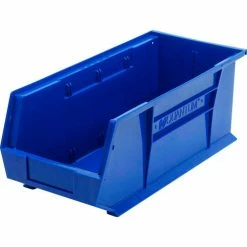 Quantam Storage 8-1/4"W x 18"D x 7"H Ultra Series Stack and Hang Bin, Blue, Polypropylene, 4 Slots - Pkg Qty 6