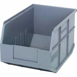 Quantum Storage Systems Quantum Plastic Stacking and Hanging Shelf Bin SSB423 11"W x 12"D x 7"H, Black - Pkg Qty 6