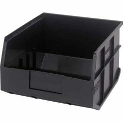 Quantum Storage Systems Quantum Plastic Stackable Shelf Bin SSB425 11"W x 12"D x 7"H, Black - Pkg Qty 6