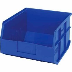 Quantum Storage Systems Quantum Plastic Stacking and Hanging Shelf Bin SSB425 11"W x 12"D x 7"H, Blue - Pkg Qty 6