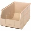 Quantum Storage Systems Quantum Plastic Stacking and Hanging Shelf Bin SSB443 8-1/4"W x 14"D x 7"H, Ivory - Pkg Qty 12