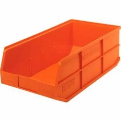 Quantum Storage Systems Quantum Plastic Stackable Shelf Bin SSB485 11"W x 20-1/2"D x 7"H, Orange - Pkg Qty 6