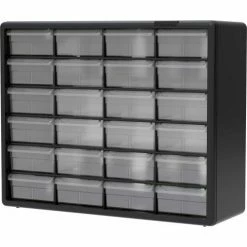 Akro-Mils Plastic Drawer Parts Cabinet 10124 - 20"W x 6-3/8"D x 15-13/16"H, Black, 24 Drawers -Containers & Organizers Sales Store RBM 10124
