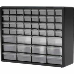 Akro-Mils Plastic Drawer Parts Cabinet 10144 - 20"W x 6-3/8"D x 15-13/16"H, Black, 44 Drawers -Containers & Organizers Sales Store RBM 10144