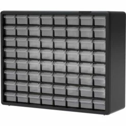 Akro-Mils Plastic Drawer Parts Cabinet 10164 - 20"W x 6-3/8"D x 15-13/16"H, Black, 64 Drawers -Containers & Organizers Sales Store RBM 10164