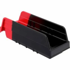 Akro-Mils Indicator® 36442BLKRED Two Tone Double Hopper Shelf Bin- 4-1/4"W x 11-5/8"D x 4"H - Pkg Qty 24