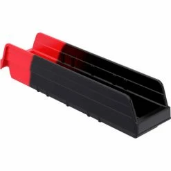 Akro-Mils Indicator® 36448BLKRED Two Tone Double Hopper Shelf Bin - 4-1/8"W x 17-7/8"D x 4"H - Pkg Qty 12