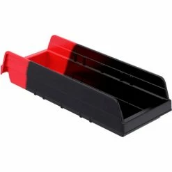 Akro-Mils Indicator® 36468BLKRED Two Tone Double Hopper Shelf Bin - 6-5/8"W x 17-7/8"D x 4"H - Pkg Qty 12