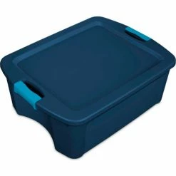 Sterilite Latch & Carry Tote 14447406 - True Blue/Blue Aquarium 12 Gal. 23-5/8" x 18-5/8" x 9-1/4" - Pkg Qty 6