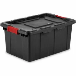 Sterilite Industrial Tote 14649006 - Black/Racer Red 15 Gal. 25-3/4"L x 17-1/4"W x 11-7/8"H - Pkg Qty 6