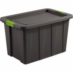 Sterilite 30 Gallon Latch & Carry Tuff1 Tote 1573V04 Flat Gray 29-7/8" x 19-3/4" x 18-1/8" - Pkg Qty 4