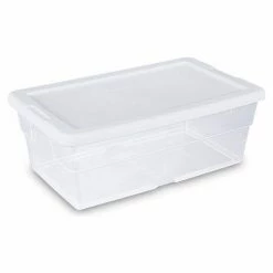 Sterilite 6 Quart 16428012 Clear Storage Tote with White Lid 13-5/8" x 8-1/4" x 4-7/8" - Pkg Qty 12