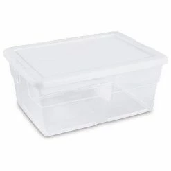 Sterilite 16 Quart 16448012 Clear Storage Tote with White Lid 16-3/4" x 11-7/8" x 7" - Pkg Qty 12