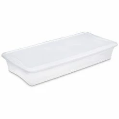 Sterilite 41 Quart 19608006 Clear Storage Tote with White Lid 34-7/8" x 16-5/8" x 6-1/8" - Pkg Qty 6