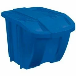 Suncast BH181212 18 Gallon Stacking Hopper Bin, Blue w/Blue Lid - Pkg Qty 8