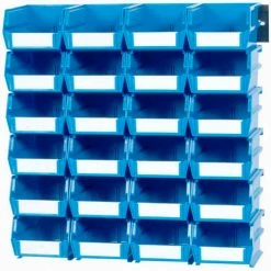 Triton Products LocBin Wall Storage, 3-220BWS, W/Rails, Medium, Blue (26 pc)