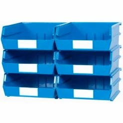 Triton Products LocBin Wall Storage, 3-235BWS, W/Rails, Large, Blue (8 pc)