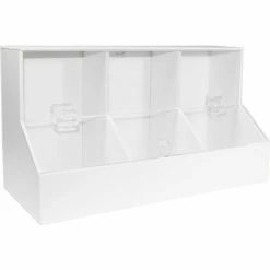 TrippNT™ White PVC/Acrylic Large Dispensing Bin with 3 Compartments, 18"W x 8"D x 9"H