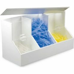 TrippNT White PVC/Acrylic Large Dispensing Bin with 3 Compartments, 18"W x 8"D x 9"H -Containers & Organizers Sales Store TPN trippnt50005 5