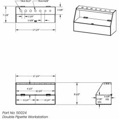 TrippNT™ White PVC and Acrylic Double Pipette Workstation, 18"W x 7"D x 10"H -Containers & Organizers Sales Store TPN trippnt50024 Drawing