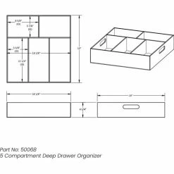 TrippNT 5 Compartment 4" Deep Drawer Organizer, 18"W x 19"D x 4"H -Containers & Organizers Sales Store TPN trippnt50068 Drawing