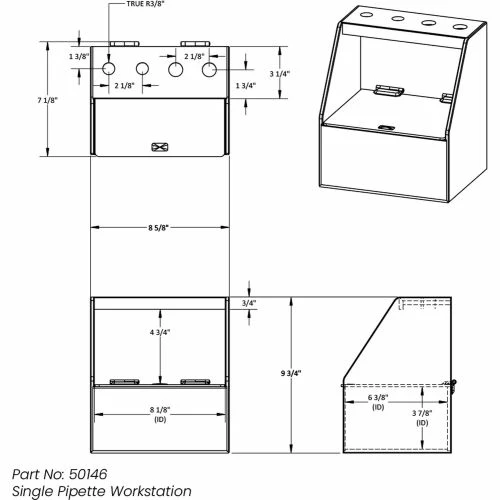 TrippNT White PVC and Acrylic Single Pipette Workstation, 9"W x 7"D x 10"H 6 TrippNT White PVC and Acrylic Single Pipette Workstation, 9"W x 7"D x 10"H - Image 6