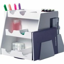 TrippNT™ White PVC Rotating Multi-Compartment Workstation, 15"W x 13"D x 13"H