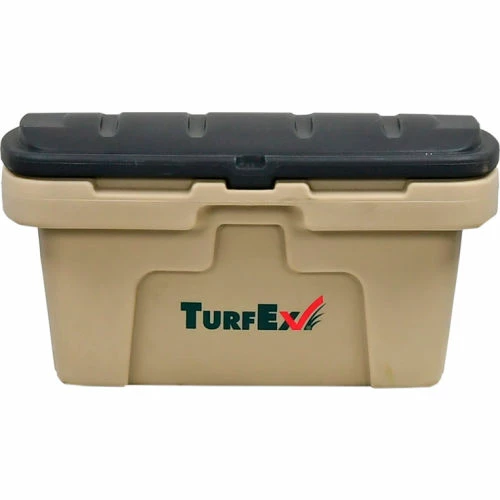 TurfEx 3 Cubic Foot Storage Box, Tan, 33"L x 22-3/4"W x 17-2/5"H, 240 Capacity Lbs., Stack 1 TurfEx 3 Cubic Foot Storage Box, Tan, 33"L x 22-3/4"W x 17-2/5"H, 240 Capacity Lbs., Stack