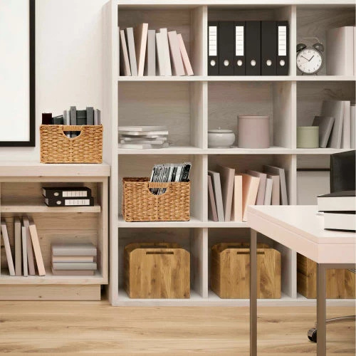 Seville Classic Foldable Handwoven Cube Storage Basket 2 Pack, Natural/Brown 3 Seville Classic Foldable Handwoven Cube Storage Basket 2 Pack, Natural/Brown - Image 3