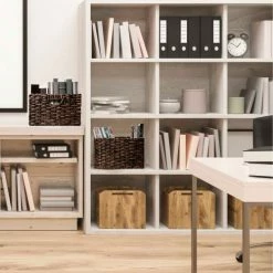 Seville Classic Foldable Handwoven Cube Storage Basket 2 Pack, Mocha -Containers & Organizers Sales Store WEB654 Lifestyle Office 3000