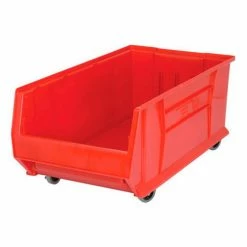 Quantum Storage Systems Quantum Mobile Hulk Plastic Stacking Bin, 16-1/2"W x 29-7/8"D x 11"H, Red
